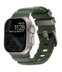 For Apple Watch 46mm / 49mm / 45mm / 44mm Wild Path Grey Buckle Thickened Silicone Watch Band(Dark Green)