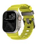 For Apple Watch 46mm / 49mm / 45mm / 44mm Wild Path Grey Buckle Thickened Silicone Watch Band(Fluorescent Green)