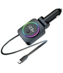 K38 Retractable Cable USB + Type-C Car Charger PD 30W Fast Charging Cigarette Lighter Adapter