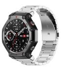 For Amazfit T-REX 3 Three Beads Stainless Steel Metal Watch Band(Silver)