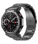 For Amazfit T-REX 3 Three Beads Stainless Steel Metal Watch Band(Black)