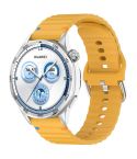 For Huawei Watch GT 5 46mm Wavy Grain Stitched 22mm Silicone Watch Band(Yellow)