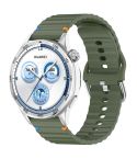 For Huawei Watch GT 5 46mm Wavy Grain Stitched 22mm Silicone Watch Band(Army Green)