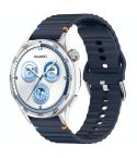 For Huawei Watch GT 5 46mm Wavy Grain Stitched 22mm Silicone Watch Band(Midnight Blue)