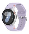 For Samsung Galaxy Watch 7 40 / 44mm Wavy Grain Stitched Silver Buckle Silicone Watch Band(Violet)