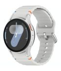 For Samsung Galaxy Watch 7 40 / 44mm Wavy Grain Stitched Silver Buckle Silicone Watch Band(Light Gray)
