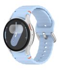 For Samsung Galaxy Watch 7 40 / 44mm Wavy Grain Stitched Silver Buckle Silicone Watch Band(Light Blue)