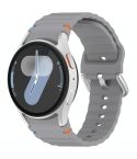 For Samsung Galaxy Watch 7 40 / 44mm Wavy Grain Stitched Silver Buckle Silicone Watch Band(Space Gray)