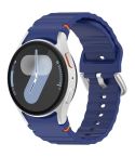 For Samsung Galaxy Watch 7 40 / 44mm Wavy Grain Stitched Silver Buckle Silicone Watch Band(Midnight Blue)