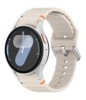 For Samsung Galaxy Watch 7 40 / 44mm Wavy Grain Stitched Silver Buckle Silicone Watch Band(Starlight)