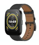 For Amazfit Bip 5 / GTR 4 Press Button 22mm Leather Watch Band(Black)