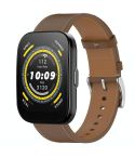 For Amazfit Bip 5 / GTR 4 Press Button 22mm Leather Watch Band(Brown)