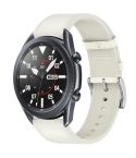 For Samsung Galaxy Watch3 45mm Press Button 22mm Leather Watch Band(White)