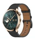 For Honor Watch 4 Pro Press Button 22mm Leather Watch Band(Black)