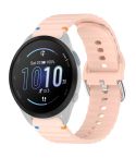 For Garmin Forerunner 165 Wavy Grain Stitched 20mm Silicone Watch Band(Pink)
