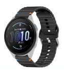 For Garmin Forerunner 165 Wavy Grain Stitched 20mm Silicone Watch Band(Black)