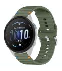 For Garmin Forerunner 165 Wavy Grain Stitched 20mm Silicone Watch Band(Army Green)