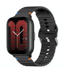 For Amazfit Active Wavy Grain Stitched 20mm Silicone Watch Band(Black)