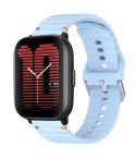 For Amazfit Active Wavy Grain Stitched 20mm Silicone Watch Band(Light Blue)