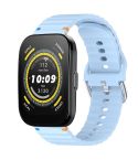 For Amazfit Bip 5 / GTR 4 Wavy Grain Stitched 22mm Silicone Watch Band(Light Blue)