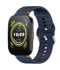 For Amazfit Bip 5 / GTR 4 Wavy Grain Stitched 22mm Silicone Watch Band(Midnight Blue)