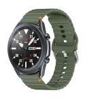 For Samsung Galaxy Watch 3 45mm Wavy Grain Stitched 22mm Silicone Watch Band(Army Green)