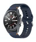 For Samsung Galaxy Watch 3 45mm Wavy Grain Stitched 22mm Silicone Watch Band(Midnight Blue)