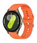 For Samsung Galaxy Watch 7 40 / 44mm Wavy Grain Stitched 20mm Silicone Watch Band(Orange)