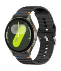 For Samsung Galaxy Watch 7 40 / 44mm Wavy Grain Stitched 20mm Silicone Watch Band(Black)