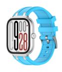 For Redmi Watch 5 / Xiaomi Smart Band 9 Pro Silver Metal Connector Silicone Watch Band(Sky Blue)