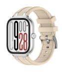 For Redmi Watch 5 / Xiaomi Smart Band 9 Pro Silver Metal Connector Silicone Watch Band(Starlight)