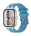 For Redmi Watch 5 / Xiaomi Smart Band 9 Pro Silver Metal Connector Silicone Watch Band(Sea Blue)