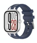 For Redmi Watch 5 / Xiaomi Smart Band 9 Pro Silver Metal Connector Silicone Watch Band(Navy Blue)