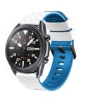 22mm Twill Dual Color Silicone Watch Band(White Blue)
