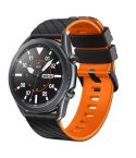 22mm Twill Dual Color Silicone Watch Band(Black Orange)