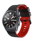 22mm Twill Dual Color Silicone Watch Band(Black Red)