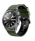 22mm Twill Dual Color Silicone Watch Band(Army Green Black)