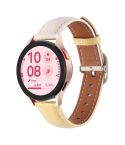 20mm Litchi Texture Square Buckle Genuine Leather Watch Band(White+Yellow)