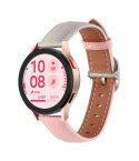 20mm Litchi Texture Square Buckle Genuine Leather Watch Band(Gray+Pink)