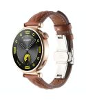 18mm Diamond Pattern Butterfly Buckle Genuine Leather Watch Band(Brown)