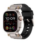 For Apple Watch 42 / 44 / 45 / 46 / 49mm Metal Connector Explorer Silicone Watch Band(Titanium Black)