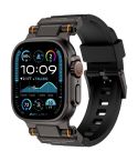 For Apple Watch 42 / 44 / 45 / 46 / 49mm Metal Connector Explorer Silicone Watch Band(Black Black)