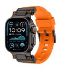 For Apple Watch 42 / 44 / 45 / 46 / 49mm Metal Connector Explorer Silicone Watch Band(Black Orange)