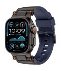 For Apple Watch 42 / 44 / 45 / 46 / 49mm Metal Connector Explorer Silicone Watch Band(Black Blue)