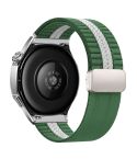 22mm Striped Magnetic Buckle Nylon Watch Band(Green White)