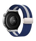 22mm Striped Magnetic Buckle Nylon Watch Band(Blue White)