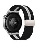 22mm Striped Magnetic Buckle Nylon Watch Band(Black White)