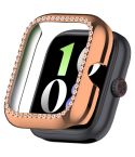 For vivo Watch GT / iQOO Watch GT Single Row Diamond Half Coverage Hollow PC Watch Protective Case(Rose Gold)