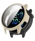 For Garmin Vivoactive 6 Tempered Film Integrated PC Watch Protective Case(Ivory White)