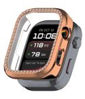 For Huawei Watch D2 Single Row Diamond Half Coverage Hollow PC Watch Protective Case(Rose Gold)